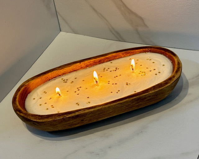 Classic Natural Wooden Dough Bowl Candles